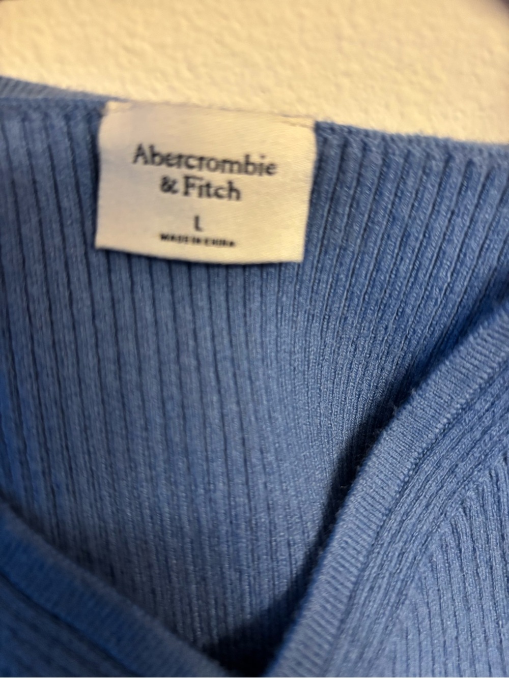 Abercrombie & Fitch Ribbed V-Neck Bodysuit - Blue - Picture 4 of 5